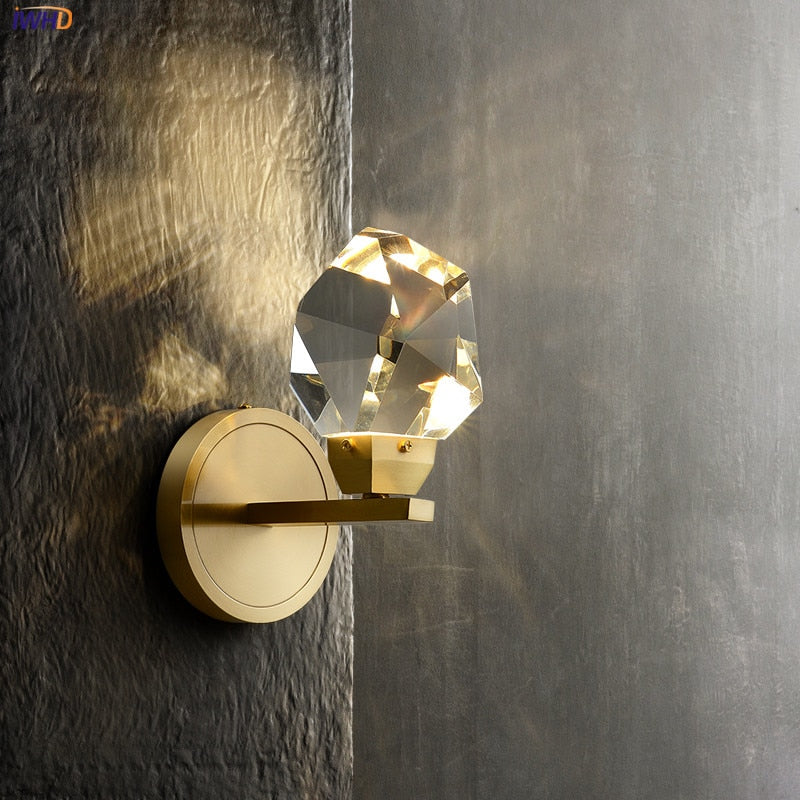SkandiShop Nordic Modern Copper Wall Lamp Crystal
